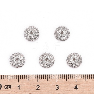 Apetalous Half Round/Dome Brass Micro Pave Cubic Zirconia Bead Caps ZIRC-D062-P-1