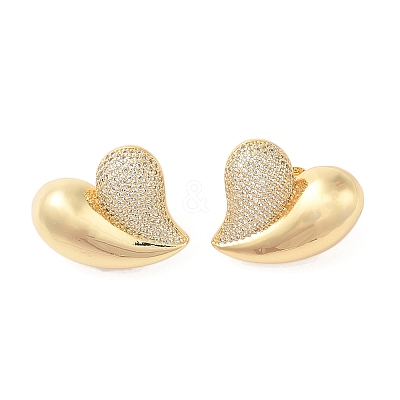 Rack Plating Brass Micro Pave Clear Cubic Zirconia Stud Earrings for Women EJEW-G394-12B-G-1