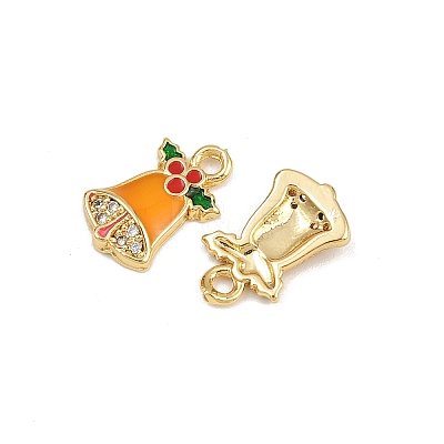 Brass Micro Pave Cubic Zirconia Charms KK-Z129-01G-02-1