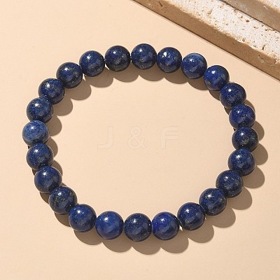 Natural Lapis Lazuli(Dyed) Bead Stretch Bracelets BJEW-K212-B-047-1