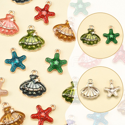 40Pcs 10 Styles Alloy Enamel Pendants ENAM-FS0002-66-1