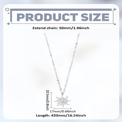 1Pc Zinc Alloy Sun Pendant Cable Chain Necklaces NJEW-LP0003-21P-1