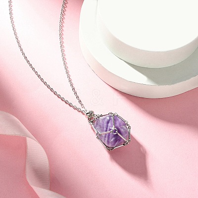 Tarnish Resistant 304 Stainless Steel Macrame Pouch Braided Gemstone Holder NJEW-JN04468-04-1