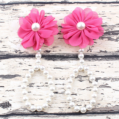 Cloth 3D Flower Plastic Imitation Pearl Beaded Barefoot Infnat Toe Anklets FS-WG366B4-06-1