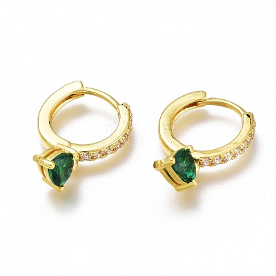Brass Micro Pave Cubic Zirconia Huggie Hoop Earrings ZIRC-H102-14A-G-1