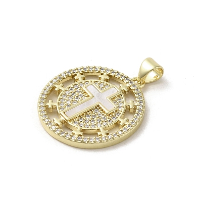 Brass Micro Pave Clear Cubic Zirconia Pendants KK-I708-04E-G-1