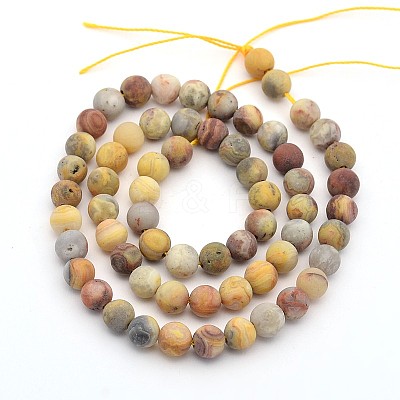 Frosted Natural Crazy Lace Agate Round Bead Strands X-G-M063-6mm-02-1