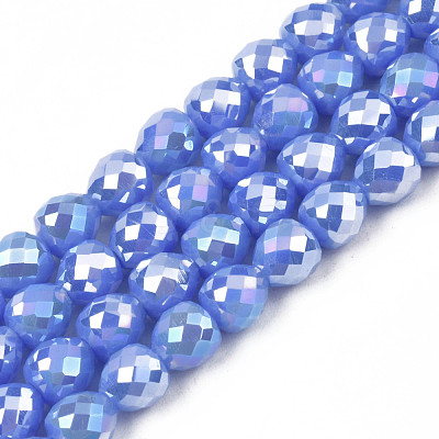 Electroplate Opaque Solid Color Glass Beads Strands EGLA-N002-26-A03-1