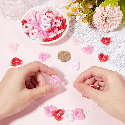 80Pcs 4 Colors Acrylic Beads SACR-SC0001-43-1