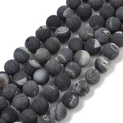 Natural Druzy Agate Beads Strands G-NH0024-A01-10mm-1
