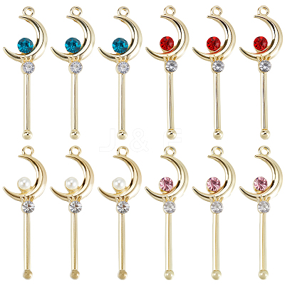 24Pcs 4 Colors Alloy Rhinestone Big Pendants FIND-SC0024-08-1