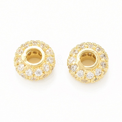 Brass Micro Pave Cubic Zirconia Beads KK-P228-56G-1