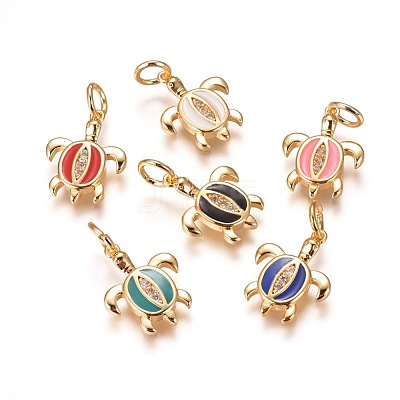 Brass Enamel Pendants ZIRC-I026-03G-1