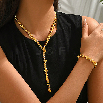 Vintage Alloy Heart Patch Y Chain Necklaces & Bracelets & Earring Set for Women KX6295-1