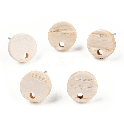 Ash Wood Stud Earring Findings EJEW-N017-011T-1