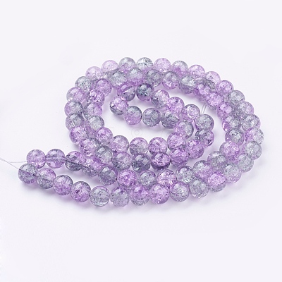 Spray Painted Crackle Glass Beads Strands CCG-Q002-10mm-02-1