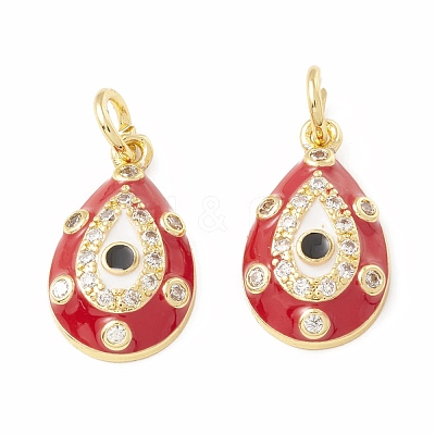 Rack Plating Brass Micro Pave Cubic Zirconia Pendants KK-H428-03G-1