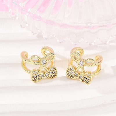 Brass Micro Pave Clear Cubic Zirconia Cuff Earrings EJEW-Q045-02G-1