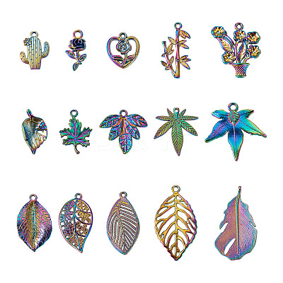 30Pcs 15 Style Rainbow Color Alloy Pendants FIND-BY0001-18-1