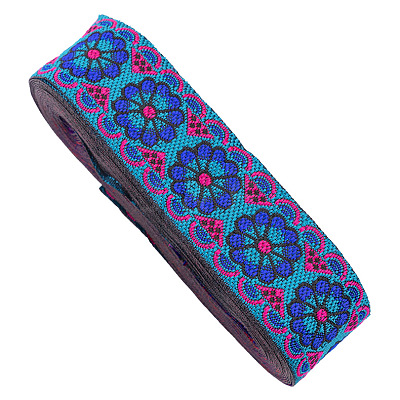 Ethnic Style Embroidery Flower Polyester Ribbon WG80768-01-1