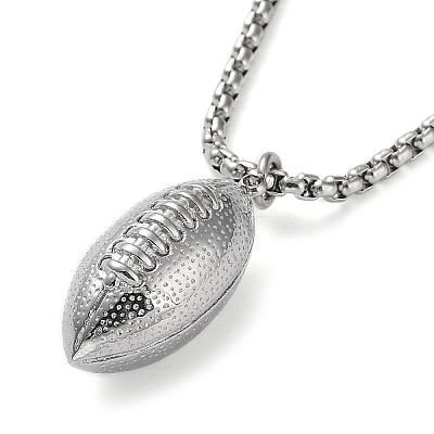 Non-Tarnish 304 Stainless Steel Rugby Pendant Necklaces NJEW-Z023-02P-1