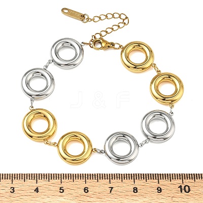 Two Tone 304 Stainless Steel Dual-Tone Orbit Chain Bracelets for Women BJEW-A169-14GP-1