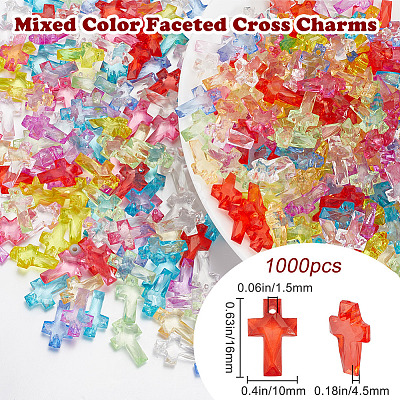 1000Pcs Transparent Acrylic Pendants MACR-SP0001-11-1