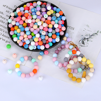 Round Silicone Focal Beads SI-JX0046A-91-1