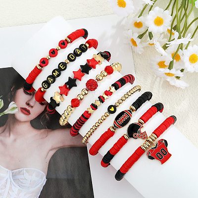 1 Set Handmade Polymer Clay Heishi Beads Stretch Bracelets Set BJEW-SZ0002-67A-02-1