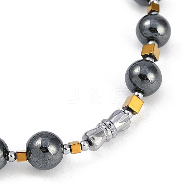Synthetic Non-magnetic Hematite Beaded Stretch Bracelets for Women Men BJEW-F480-02E-1
