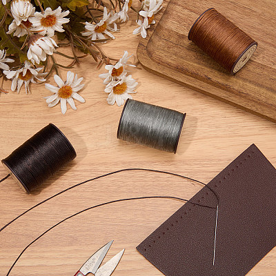 3 Roll 3 Colors Flat Waxed Polyester Thread String YC-CL0001-01B-1