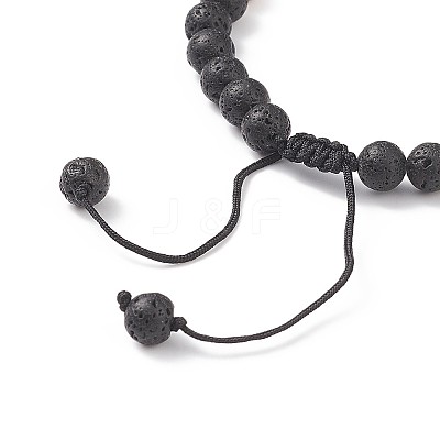 Natural Imperial Jasper(Dyed) & Lava Rock Braided Bead Bracelet BJEW-TA00188-03-1