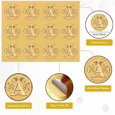 34 Sheets Self Adhesive Gold Foil Embossed Stickers DIY-WH0509-085-1