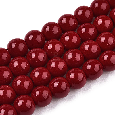 Opaque Solid Color Glass Beads Strands GLAA-T032-P8mm-05-1