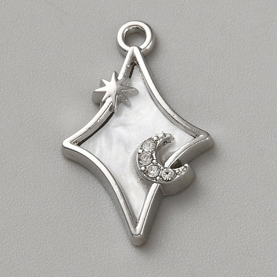 White Series Love Bow Alloy Acrylic Pendant PALLOY-WH0115-01P-08-1