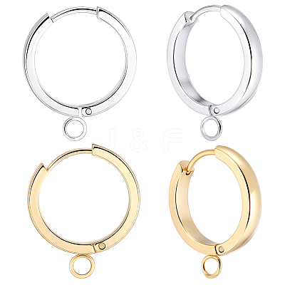 16Pcs 2 Colors 201 Stainless Steel Huggie Hoop Earrings Findings STAS-BBC0008-39D-1
