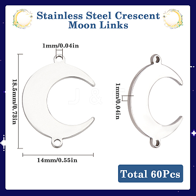 60Pcs 201 Stainless Steel Connector Charms STAS-SC0008-88-1