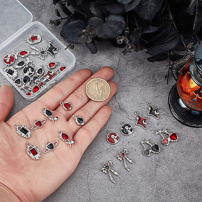 32Pcs 16 Styles Retro Alloy Enamel Pendants ENAM-PH0003-13-1