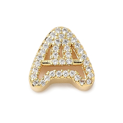 Brass Micro Pave Clear Cubic Zirconia Initial Multi-Strand Links KK-D426-18G-1