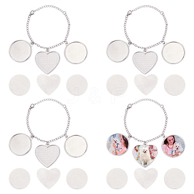 4Pcs 304 Stainless Steel and Brass Bracelets Making BJEW-PH01793-1