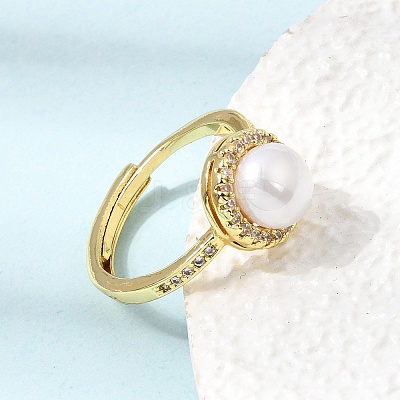 Adjustable Brass Micro Pave Cubic Zirconia Finger Rings CU-CBABA66-06G-1