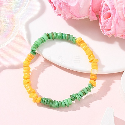 Dyed Natural Freshwater Shell Beads Stretch Bracelets for Men Women BJEW-JB12477-03-1