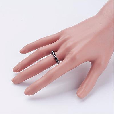 Non-Magnetic Synthetic Hematite Beads Stretch Rings RJEW-JR00193-1