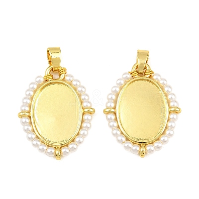 Brass & ABS Plastic Pearl  Pendant Cabochon Settings PL-CBA6A75-09B-G-1