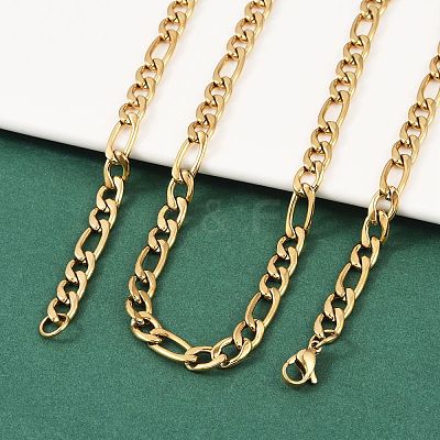 Fashionable 304 Stainless Steel Figaro Chain Necklaces for Men STAS-A028-N017G-1