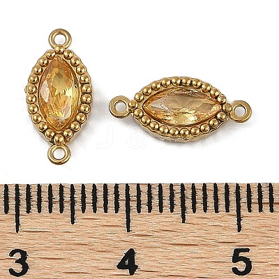 Ion Plating(IP) 304 Stainless Steel Cubic Zirconia Horse Eye Links Connector Charms X-STAS-K256-21G-07-1