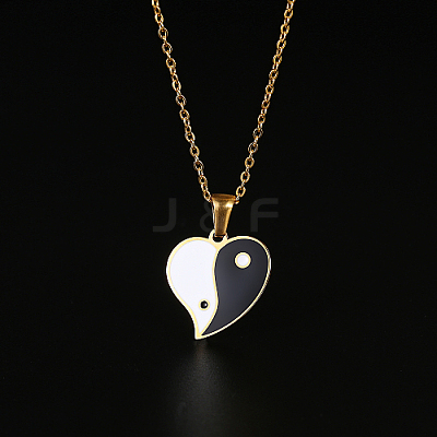 304 Stainless Steel Enamel Yin Yang Pendant Necklaces for Women LS-VV9279-2-1
