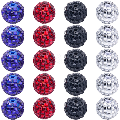 20Pcs 4 Colors Acrylic Rhinestone Beads OACR-SC0003-05-1