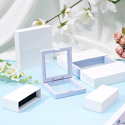3 Bags 3 Styles Square Transparent PE Thin Film Suspension Jewelry Display Box CON-TA0001-38G-1