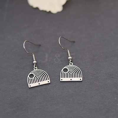 304 Stainless Steel Fan Dangle Earrings for Women WG7EBCE-02-1